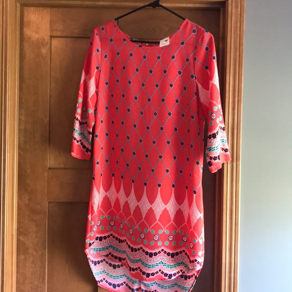 Red patterned dress
